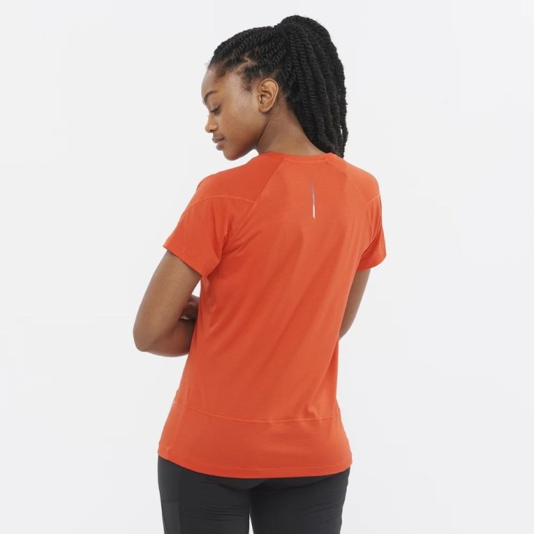 Salomon Cross Run Short Sleeve Women's T-Shirts Coral | CA 24L81